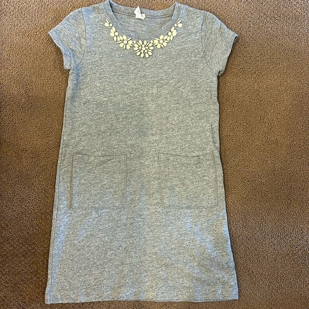 Crewcuts Girls Sweatshirt Material Dress w/ Jewel Neckline & Front Pockets - 14